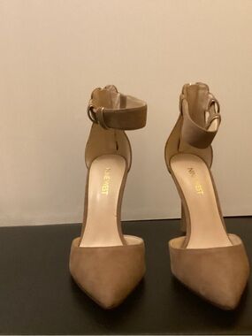 Nine West Tan Pointed-Toe Ankle-Strap Heels